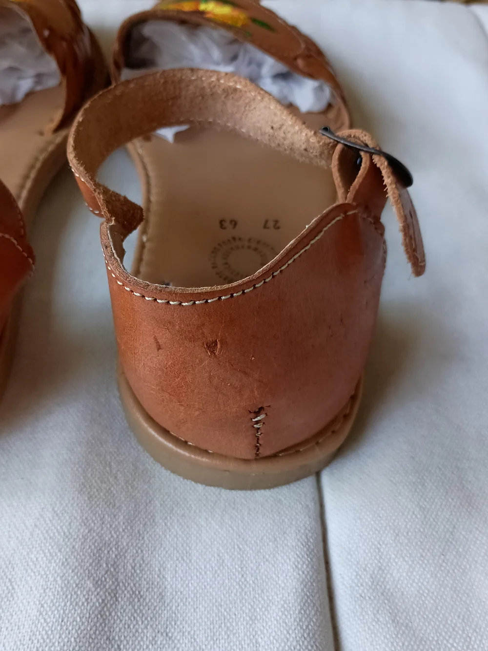 Cemoons Women's Brown Leather Sandals with Yellow Sunflower Embroidery_10 - Picture 6 of 9